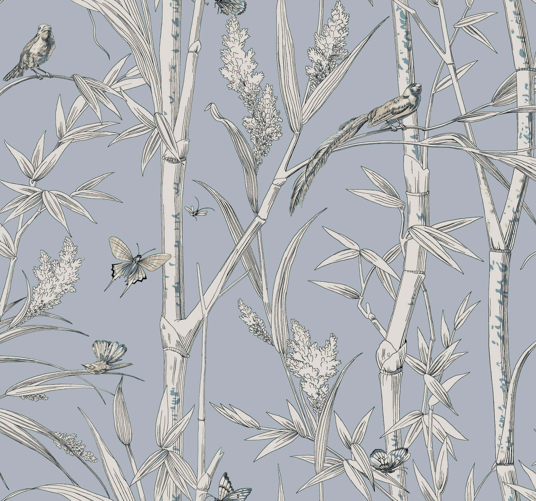 Bambou Toile Wallpaper- Sky