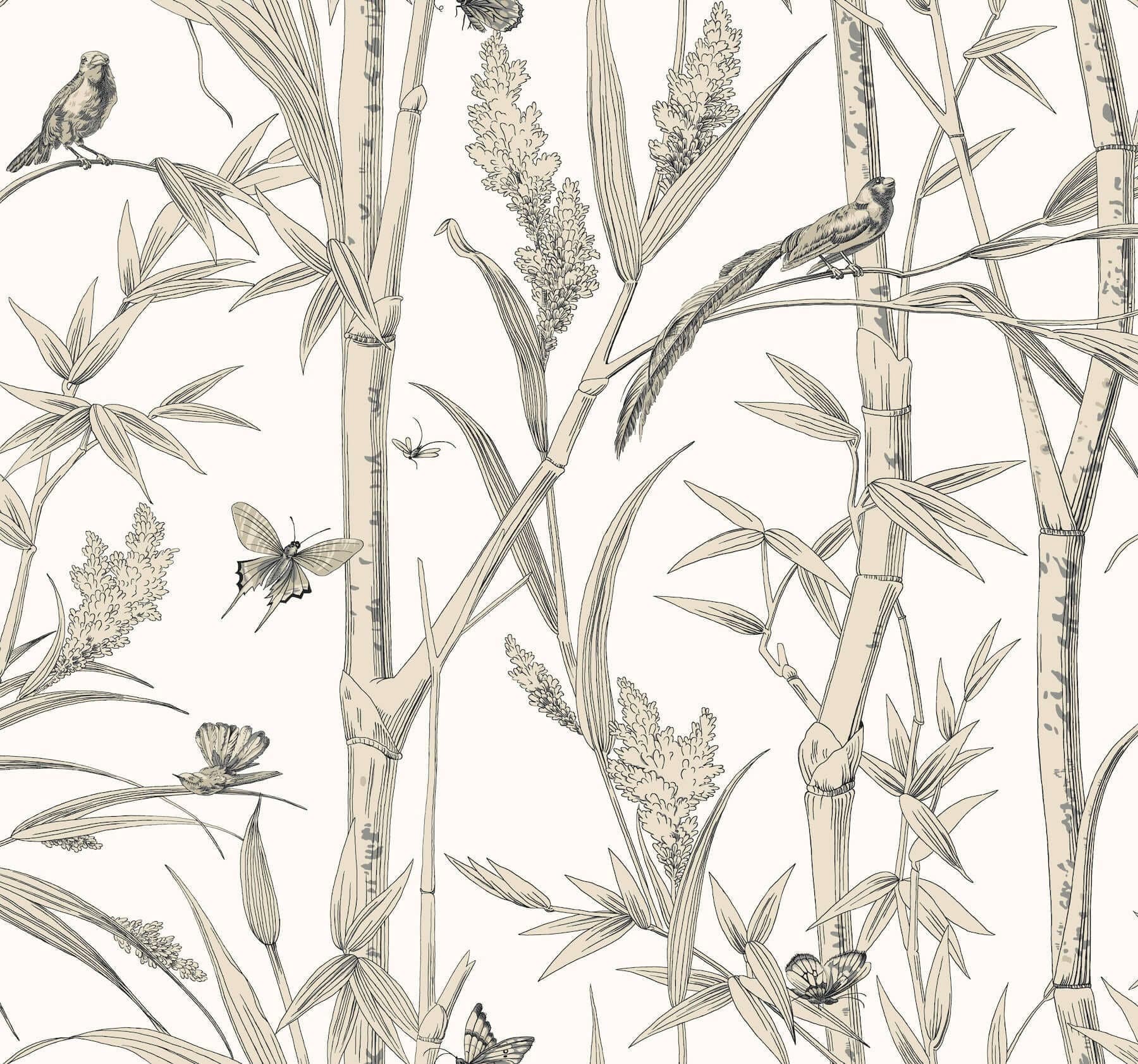 Bambou Toile Wallpaper- White