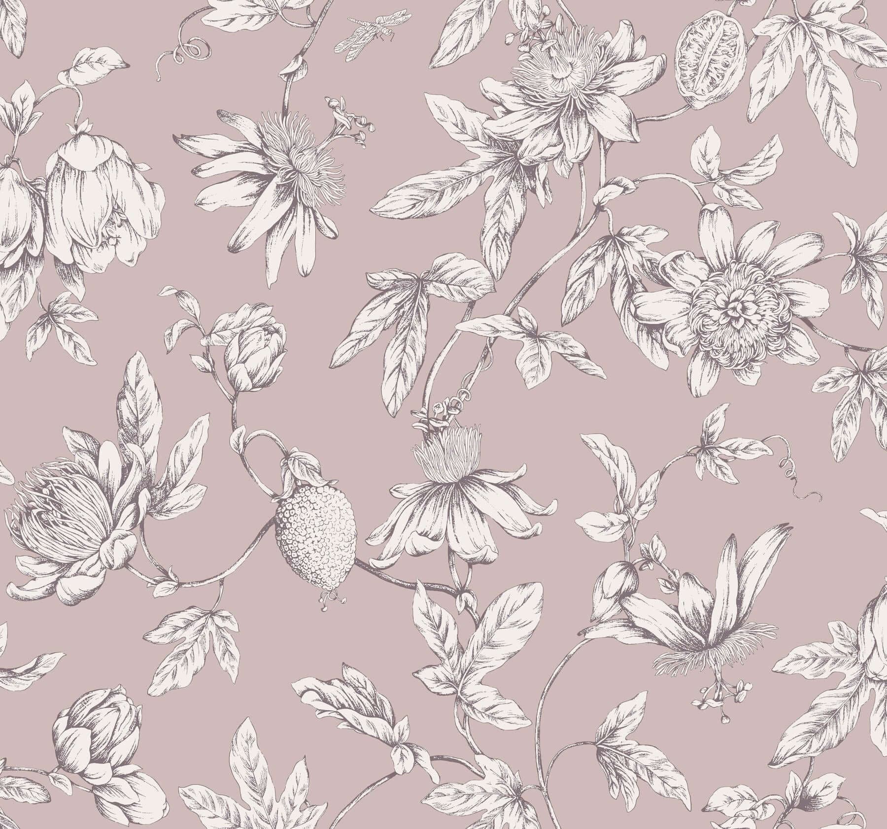 Passion Flower Toile Wallpaper- Orchid