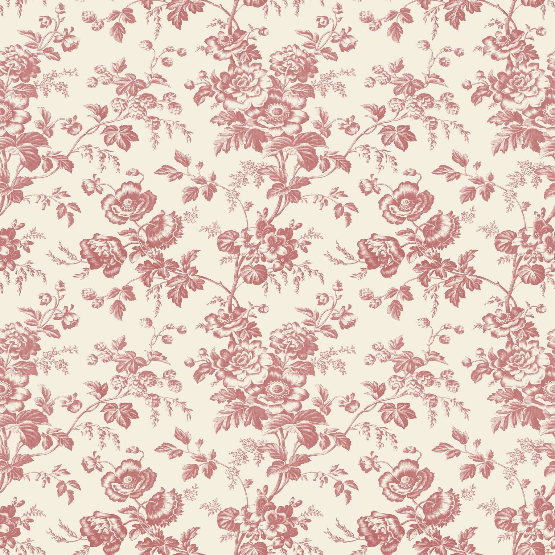 Anemone Toile Wallpaper- French Red
