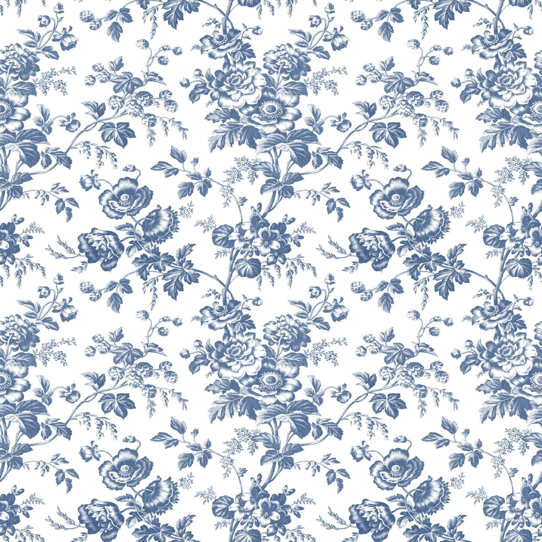 Anemone Toile Wallpaper- Navy