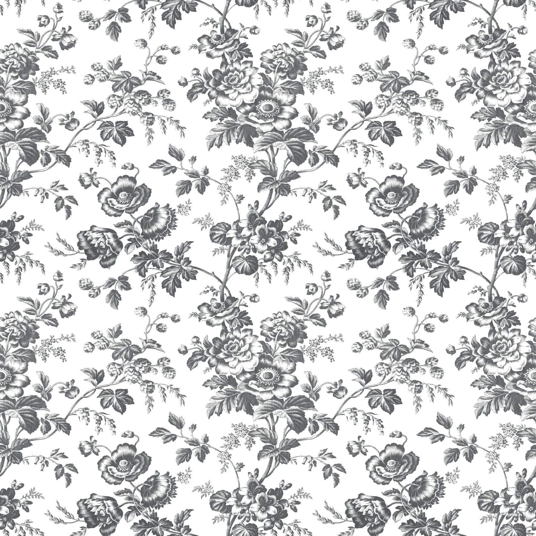 Anemone Toile Wallpaper- Black