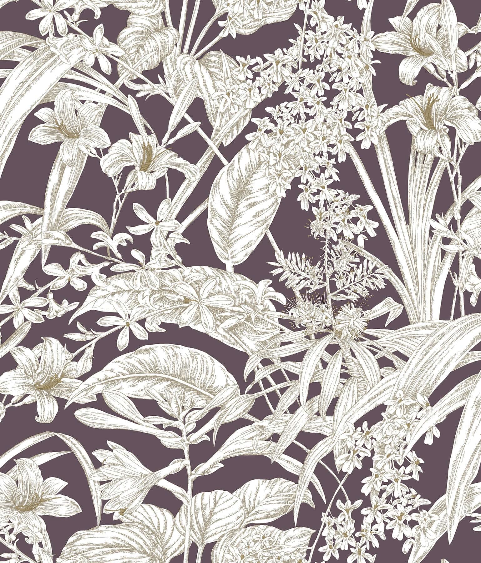 Orchid Conservatory Toile Wallpaper- Mulberry