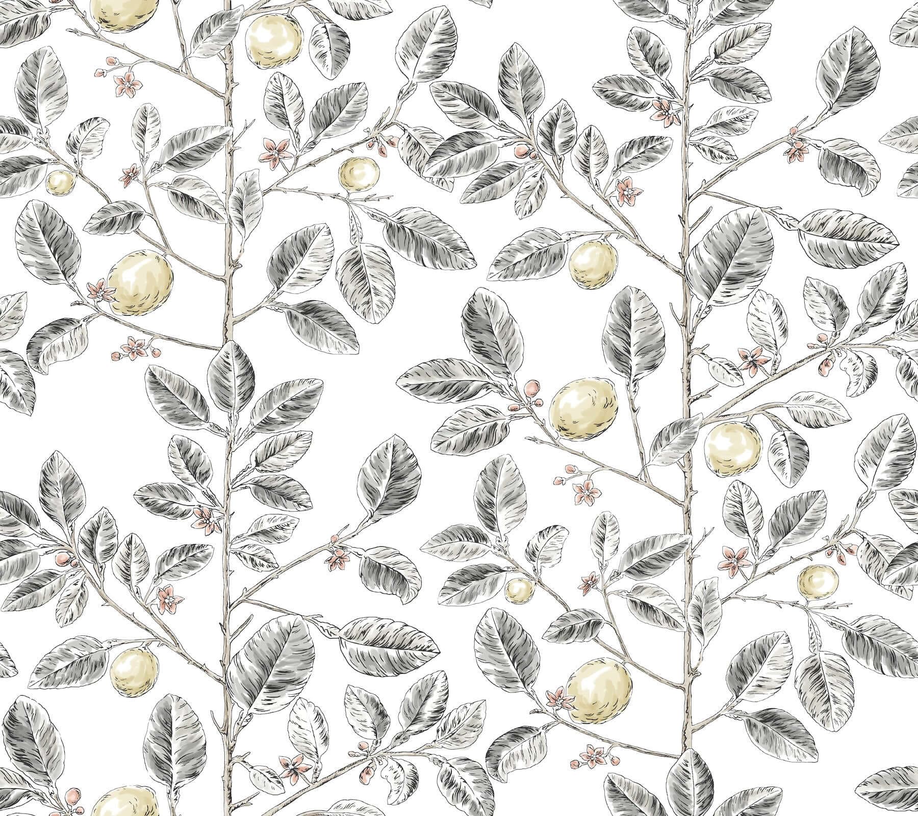 Limoncello Toile Wallpaper- Black