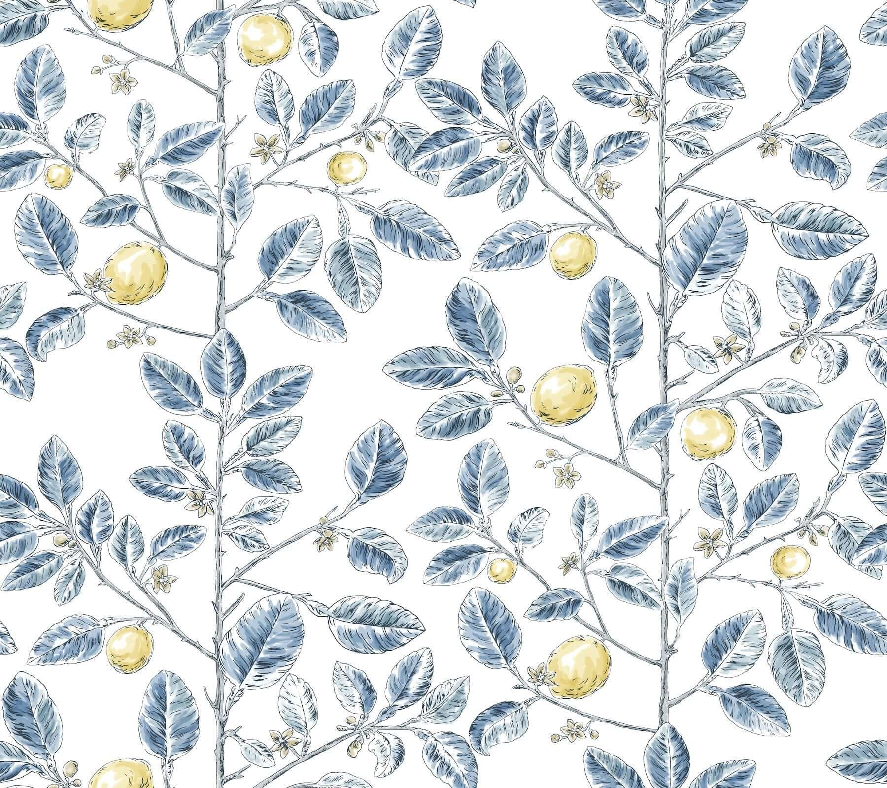Limoncello Toile Wallpaper- Blue