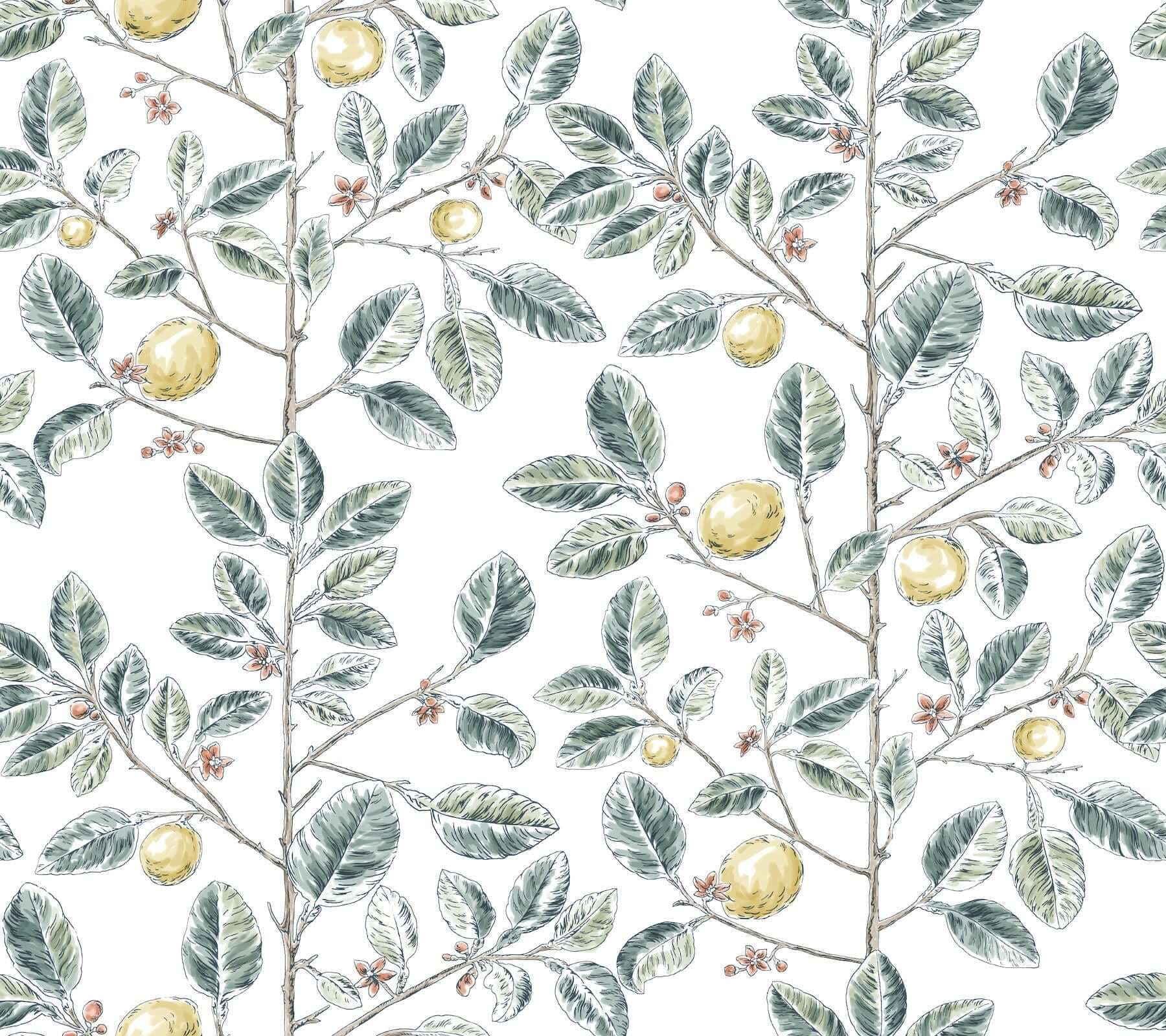 Limoncello Toile Wallpaper- Forest