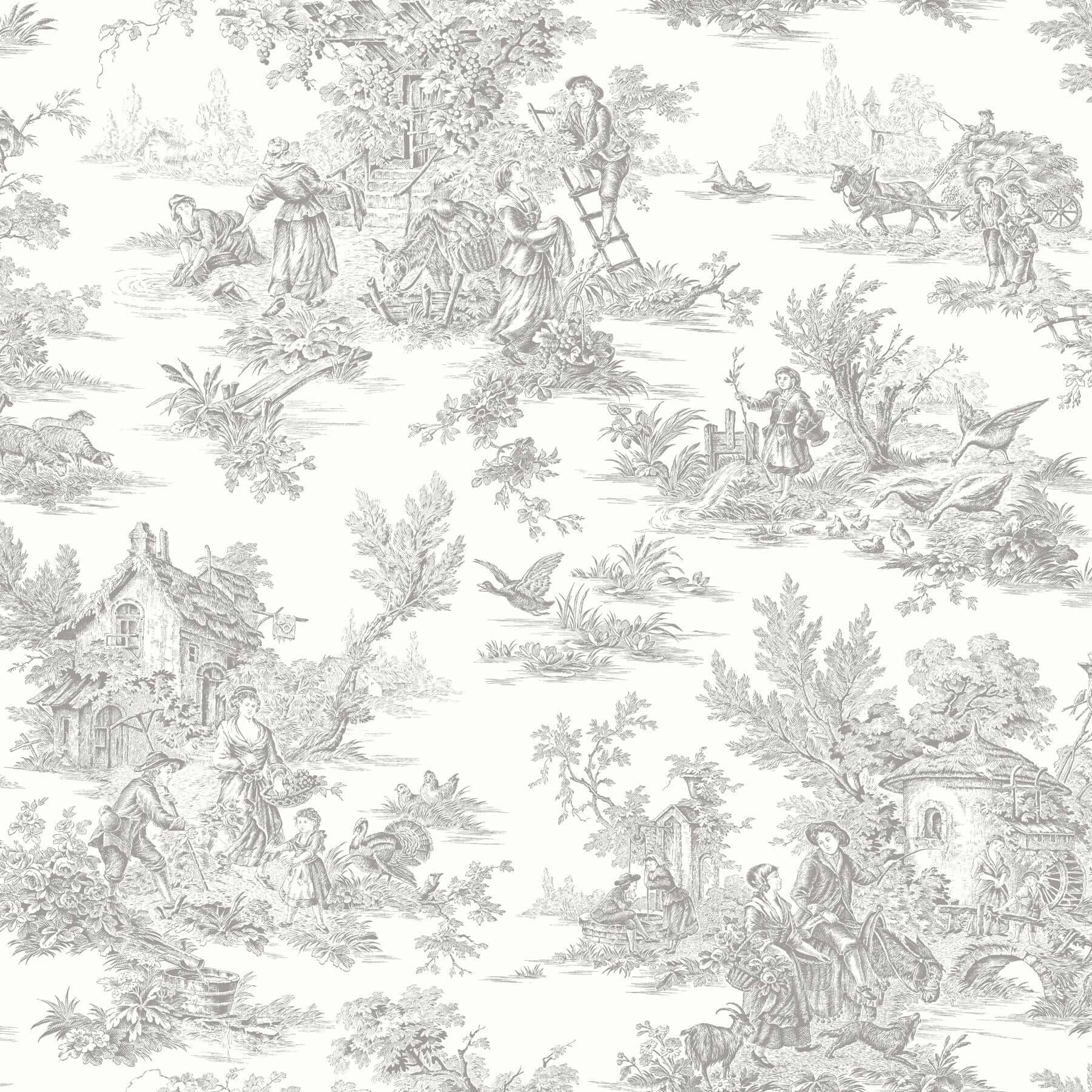 Campagne Toile Wallpaper- Grey