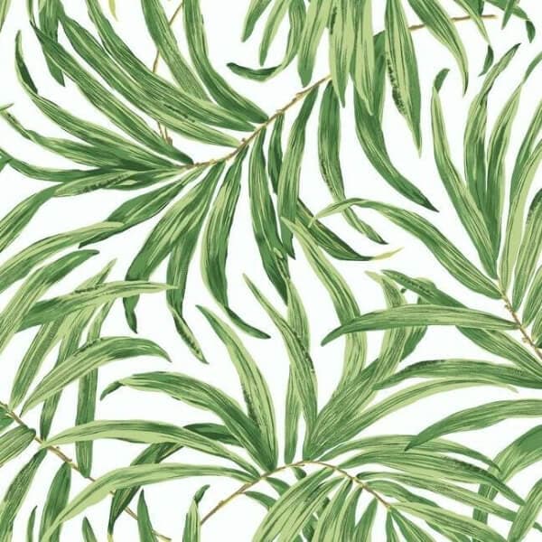 Bali Leaves Wallpaper- White/Green