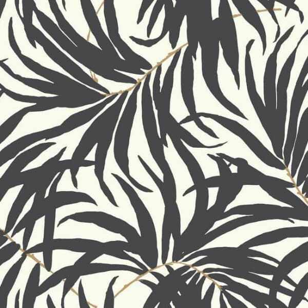 Bali Leaves Wallpaper- Black/Gold