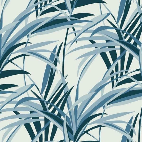 Tropical Paradise Wallpaper- Blues/White
