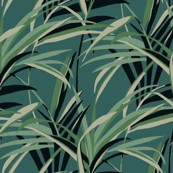 Tropical Paradise Wallpaper- Green/Dark Teal