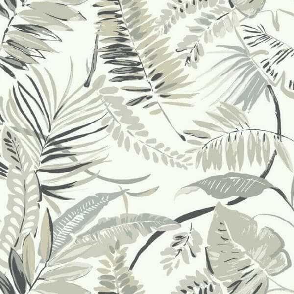 Tropical Toss Wallpaper- White/Neutrals