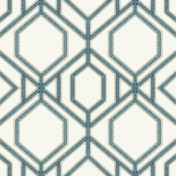 Sawgrass Trellis Wallpaper- White/Blue