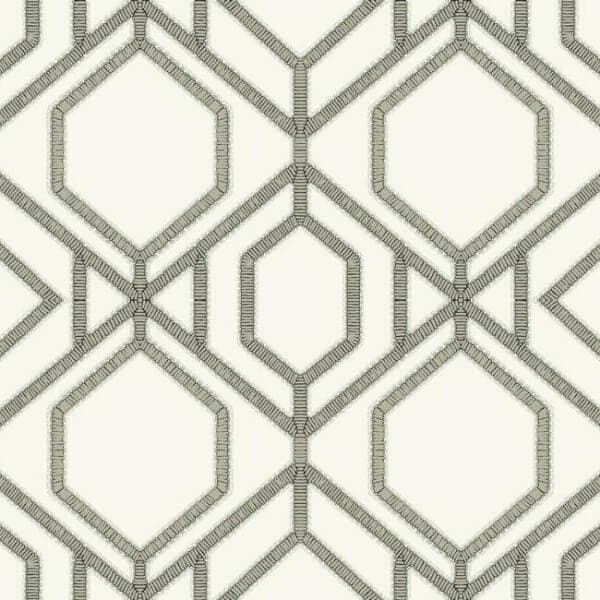 Sawgrass Trellis Wallpaper- White/Taupe