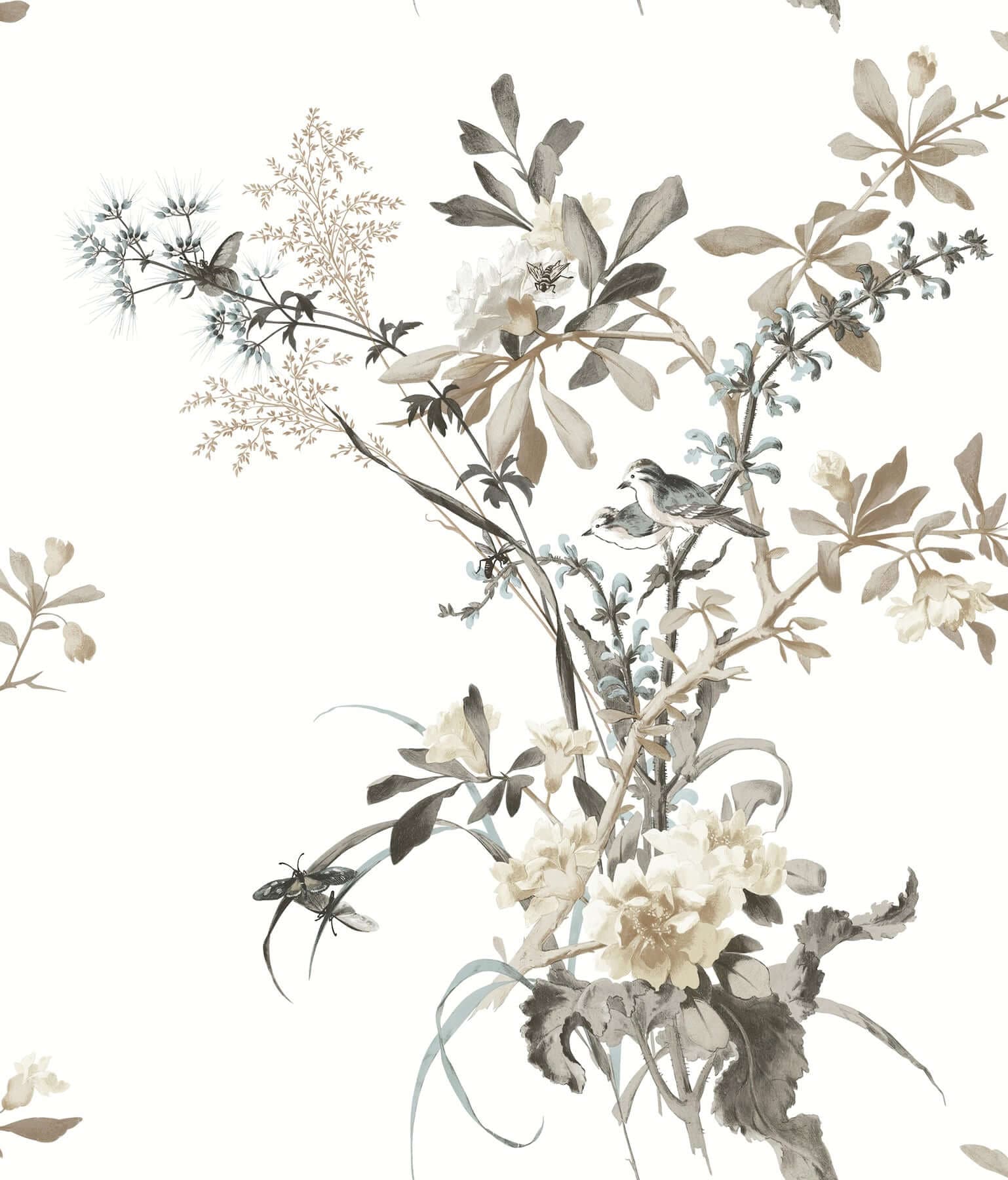 Wild Flowers Premium Peel + Stick Wallpaper- Neutral & Jade