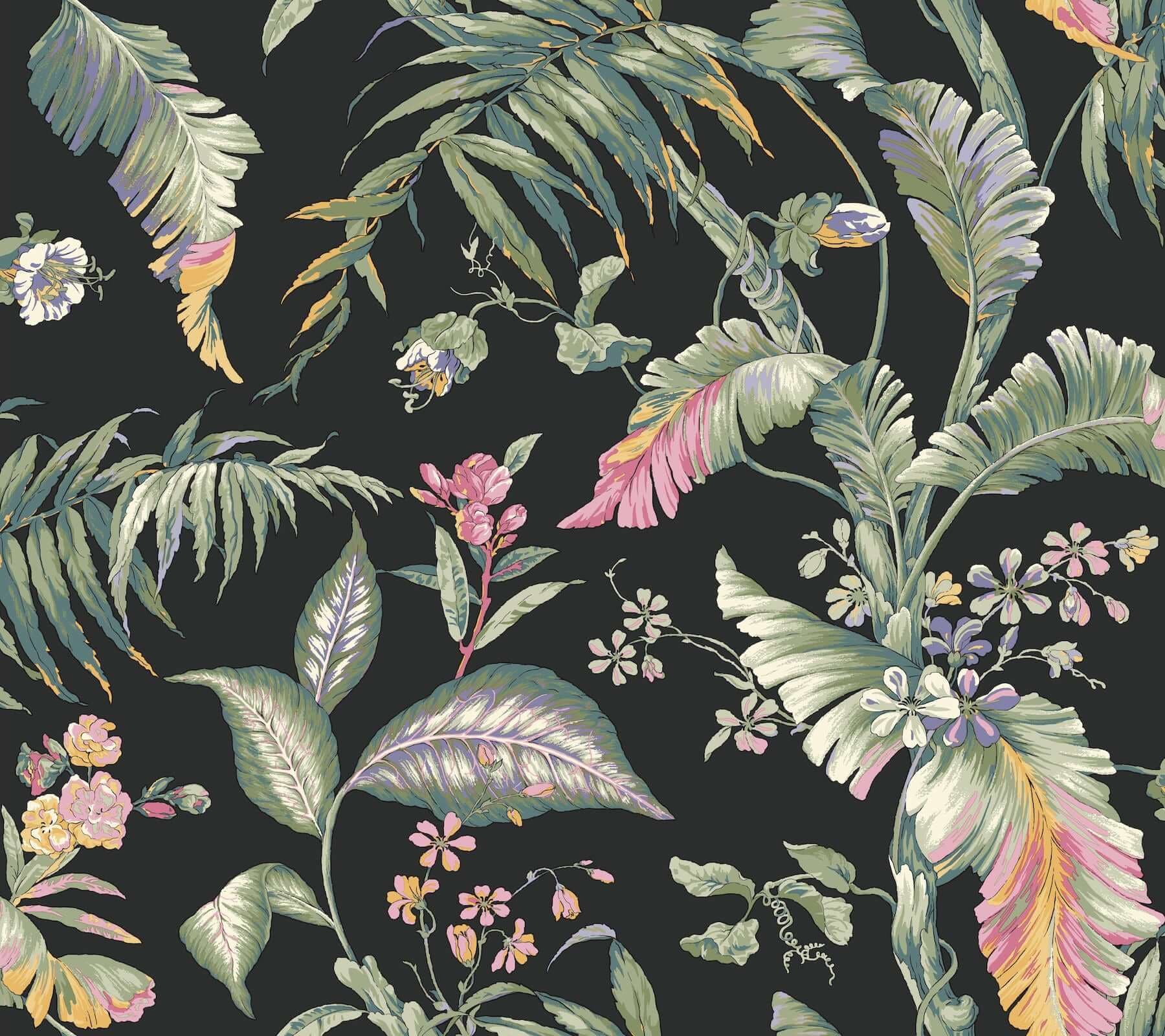 Fiji Garden Premium Peel + Stick Wallpaper- Black Multi