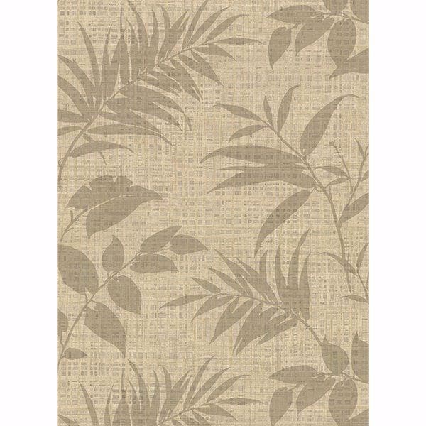Chandler Khaki Botanical Faux Grasscloth Wallpaper