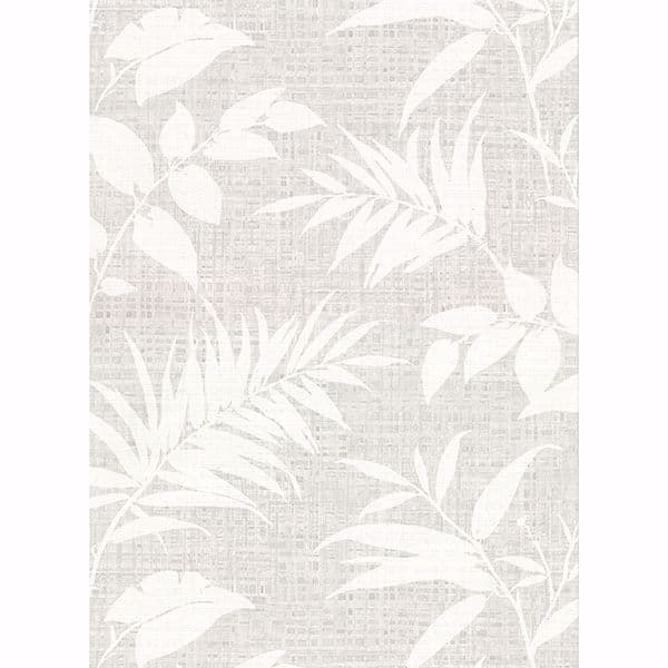 Chandler Grey Botanical Faux Grasscloth Wallpaper