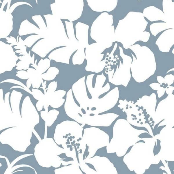 Hibiscus Arboretum Wallpaper- Chambray