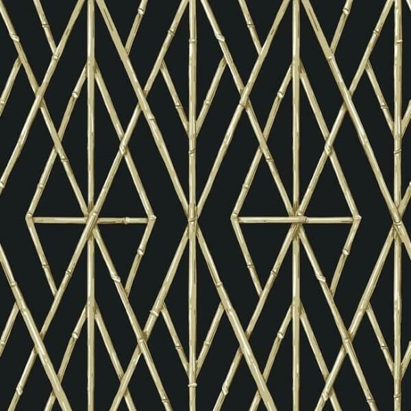 Riviera Bamboo Trellis Wallpaper- Black/Natural