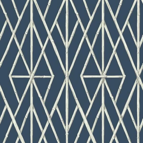 Riviera Bamboo Trellis Wallpaper- Navy