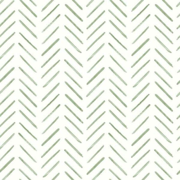 Painted Herringbone Wallpaper- Fern