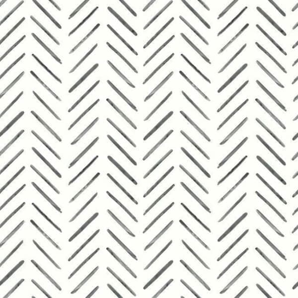 Painted Herringbone Wallpaper- Black