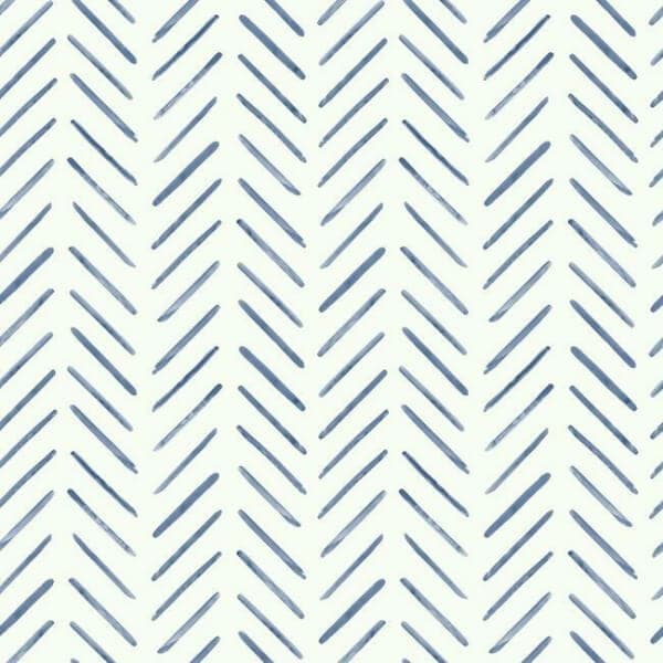 Painted Herringbone Wallpaper- Navy