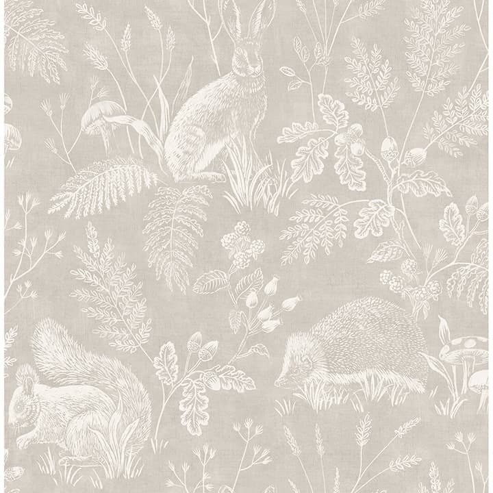 Woodland Light Grey Toile Wallpaper