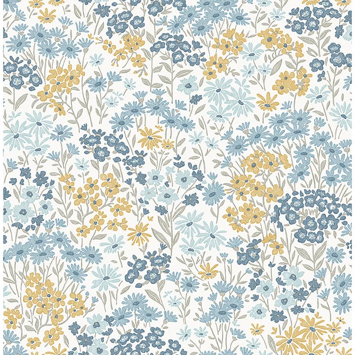 Ditsy Light Blue Daisies Wallpaper