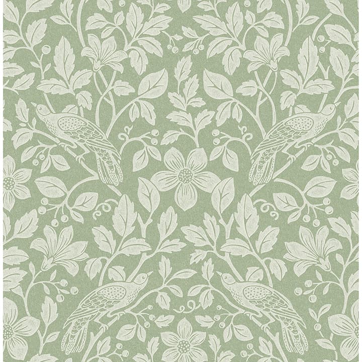 Marlow Green Bird Vine Wallpaper