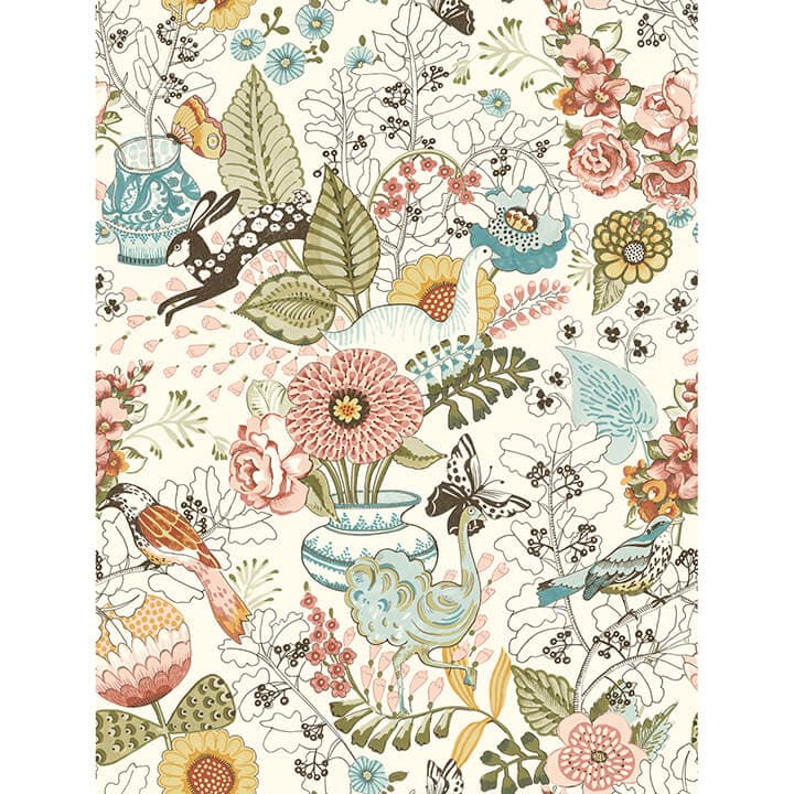 Whimsy Pink Fauna Wallpaper