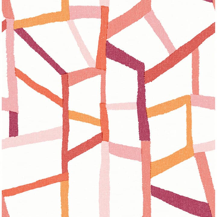 Tate Pink Geometric Linen Wallpaper