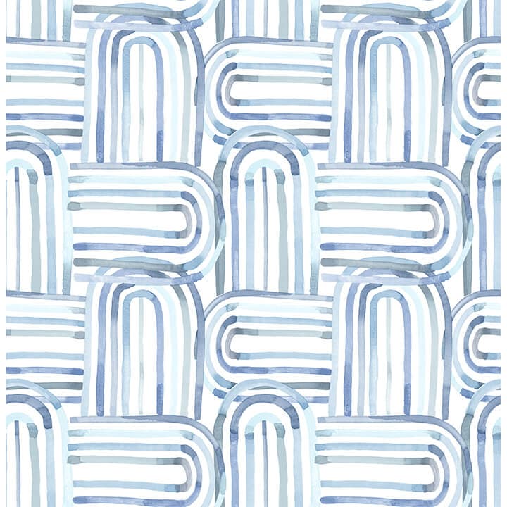 Lolly Blue Arches Wallpaper