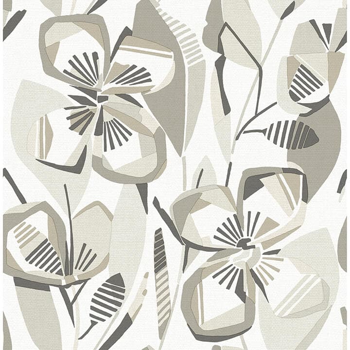 Nathalie Beige Abstract Blooms Wallpaper