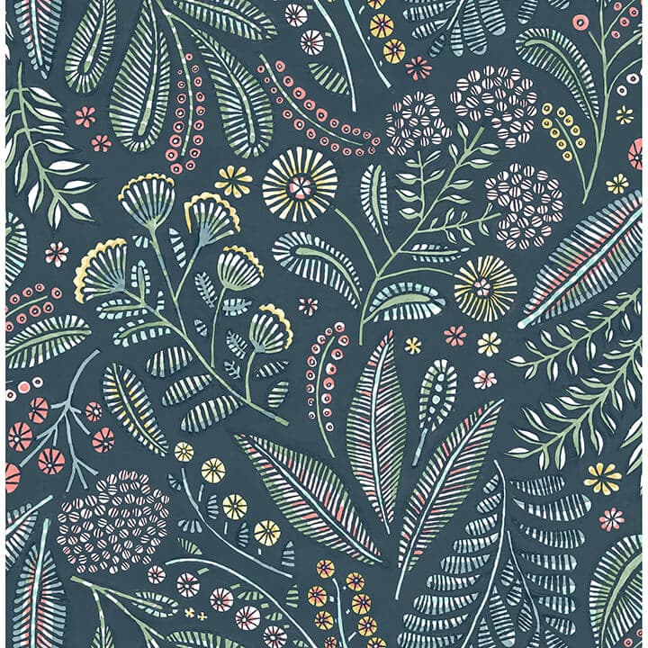 Briar Teal Floral Wallpaper