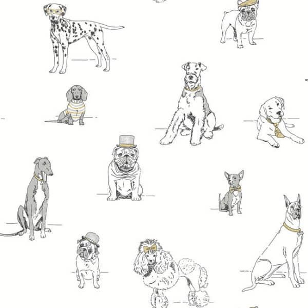 Dog's Life Premium Peel + Stick Wallpaper- Silver/Gold