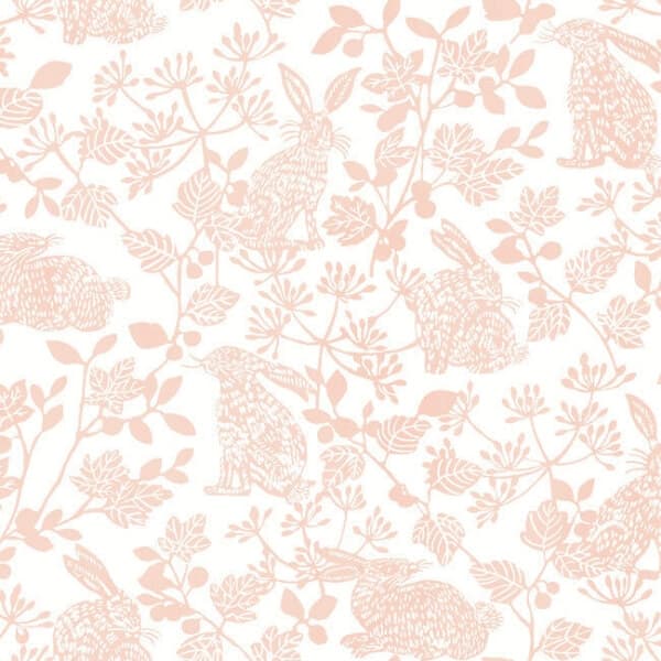 Botanical Bunnies Premium Peel + Stick Wallpaper- Pink
