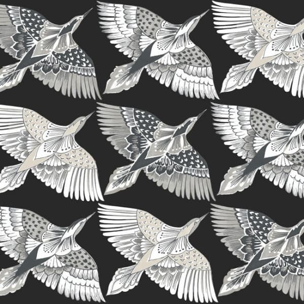 Feather Flight Premium Peel + Stick Wallpaper- Black