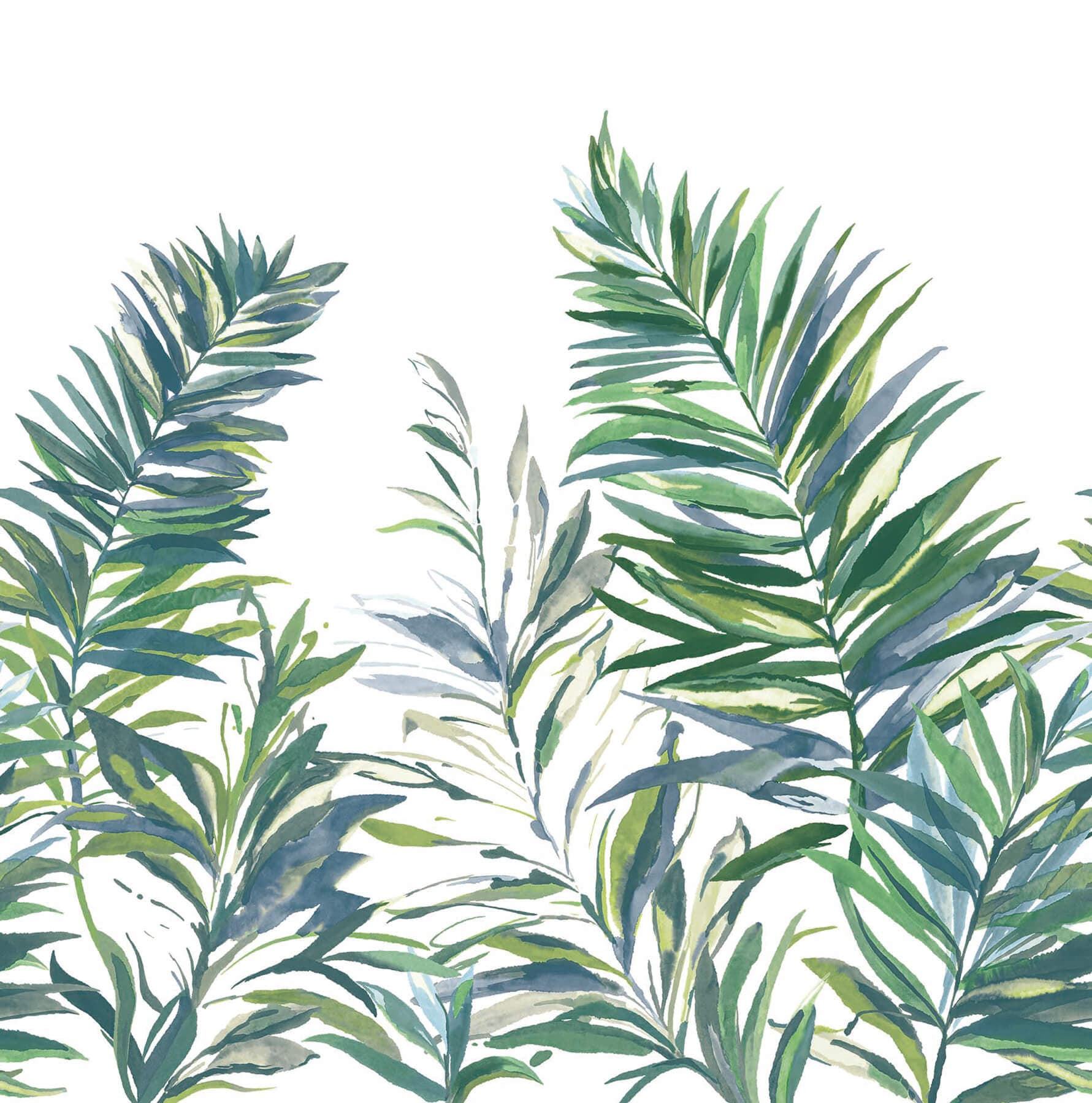 Swaying Palms Green & Blue Mural