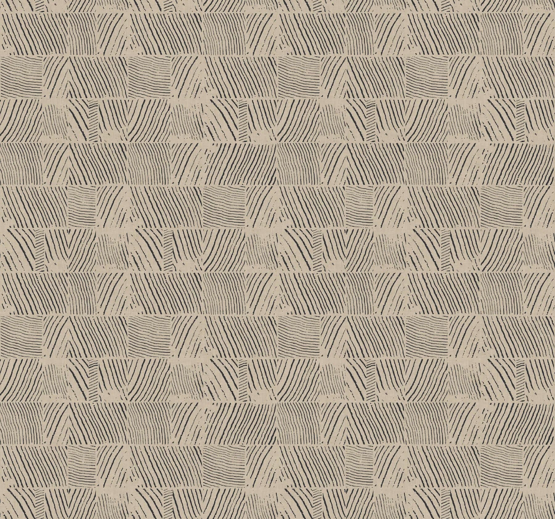 Woodcut Wallpaper- Black & Linen