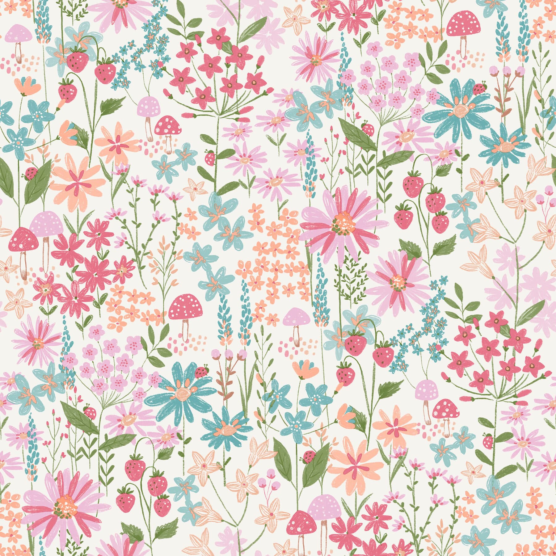Flower Garden Pink Blossoms Wallpaper