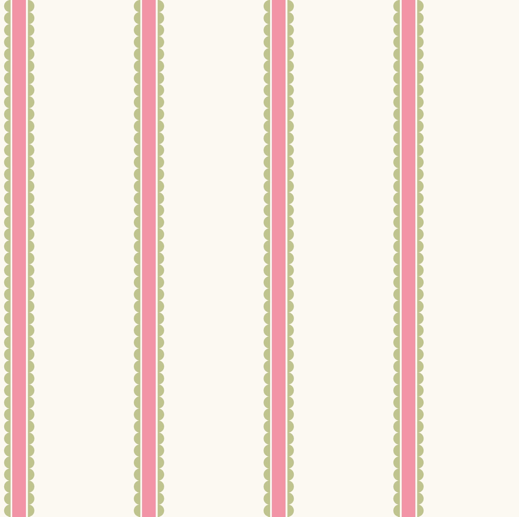 Bobbin Stripe Fuchsia Scalloped Wallpaper