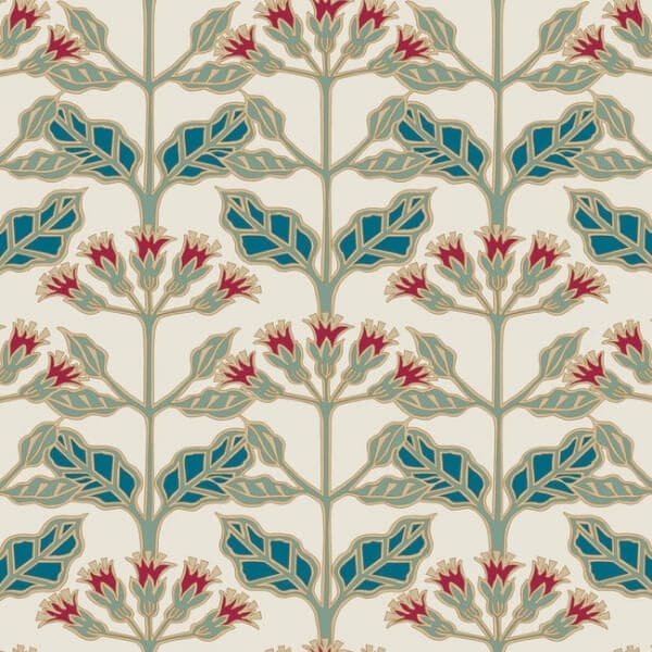 Tracery Blooms Wallpaper- Cream/Multi