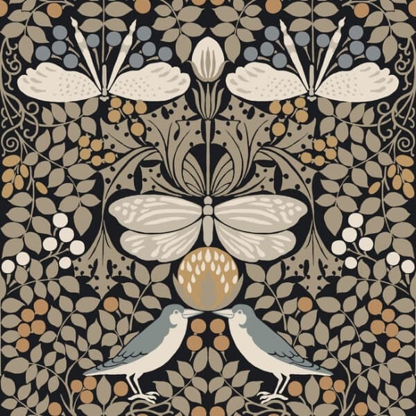 Butterfly Garden Wallpaper- Black