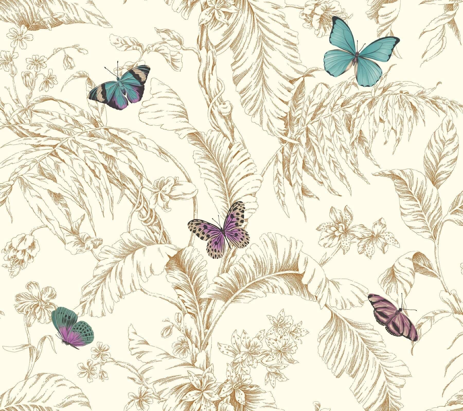 Papillon Wallpaper- Gold