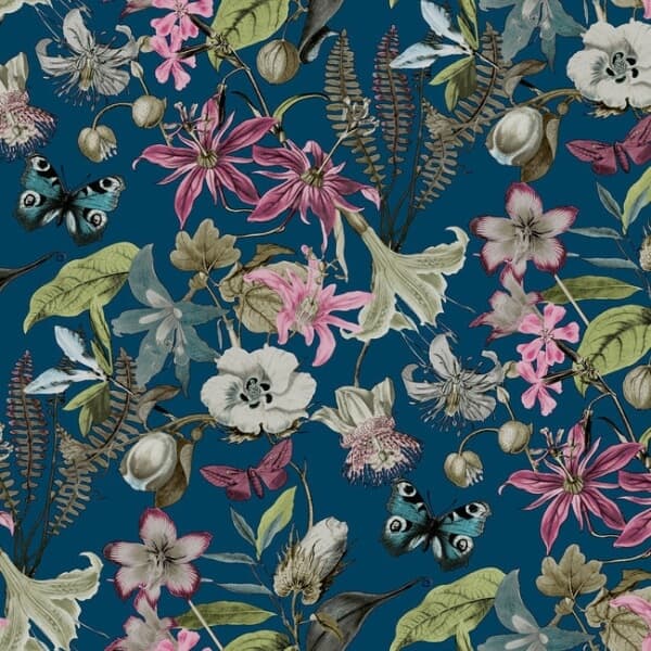 Butterfly House Wallpaper- Navy