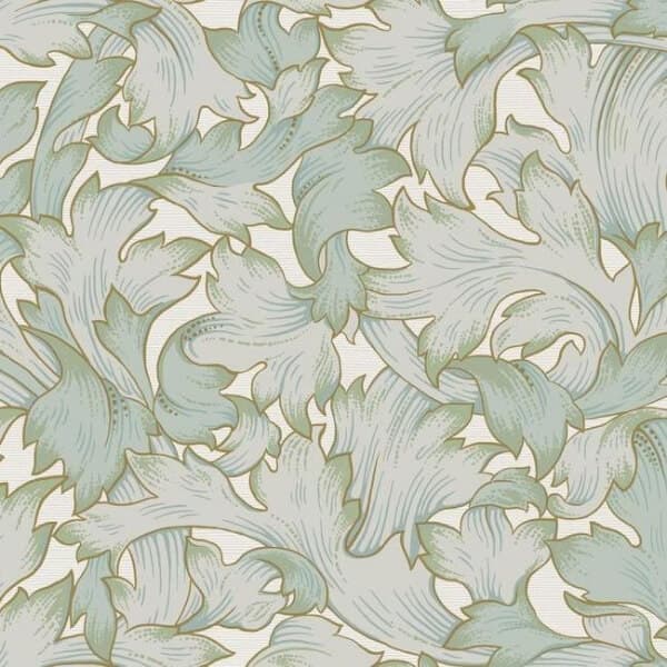 Acanthus Toss Wallpaper- Beige/Seafoam