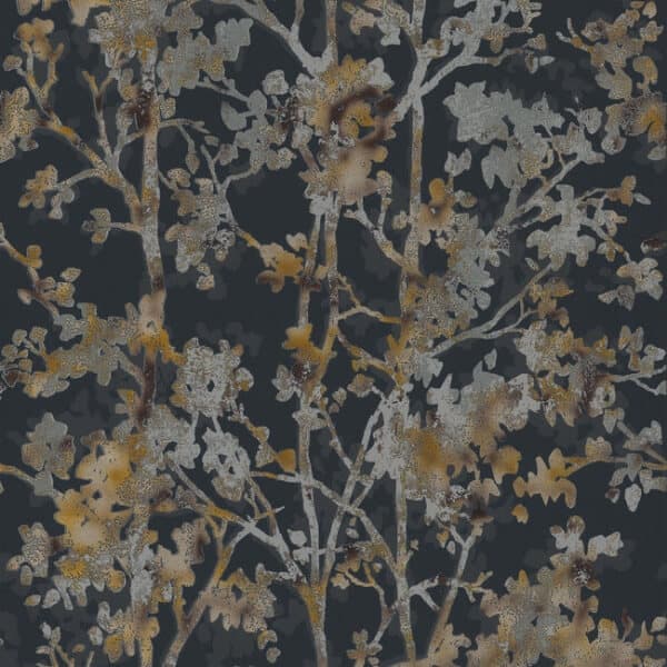 Shimmering Foliage Wallpaper- Black/Multi