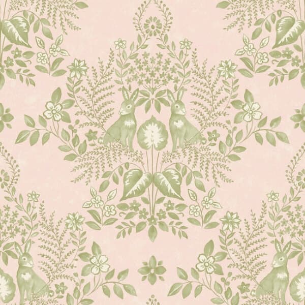 Cottontail Toile Premium Peel + Stick Wallpaper- Pink/Chartreuse